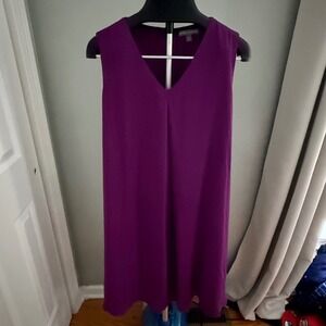 Jessica London Purple Shift Dress Plus 20W Sleeveless V Neck Career Midi Office